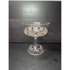 EAPG Yellow Paneled Compote, 7.75" Serving Dish, Antique Glassware, Centerpiece‎